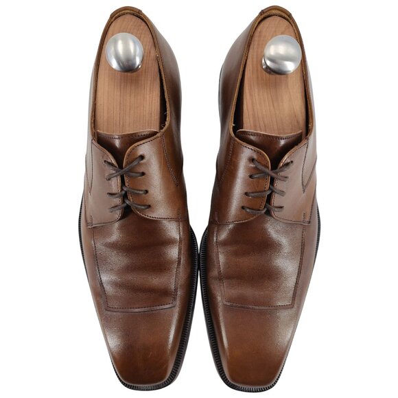 Magnanni Spain Dress Shoes Men's Size 8 Brown Leather Apron-toe Derby Oxfords 41 - Picture 10 of 13